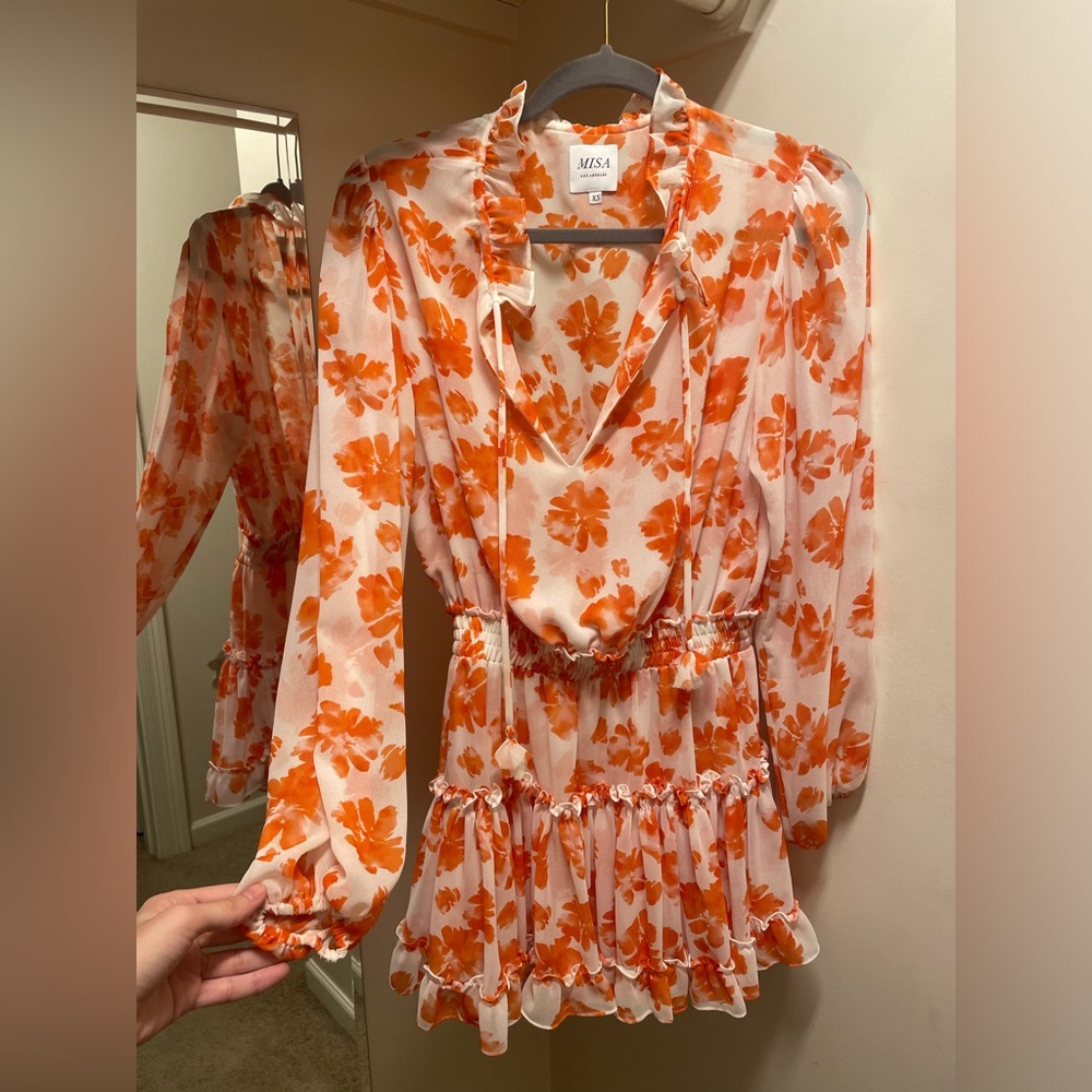 Misa orange floral dress size XS